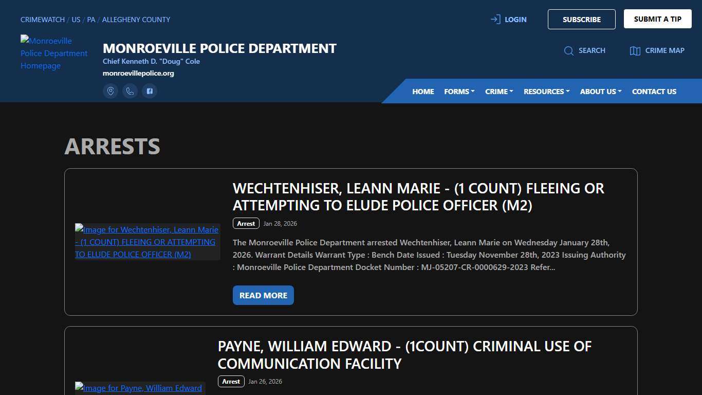 Monroeville Police Department Arrests CRIMEWATCH